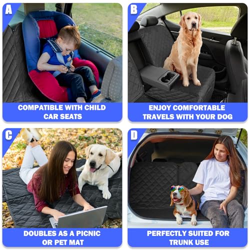 Yonktoo Dog Car Seat Cover for Back Seat, Car Seat Cover 60/40 Split Bench for Family Car, Compact SUV, MPV - Standard - 53" W