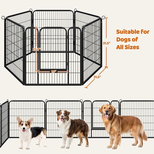 Yaheetech Wide Panel Dog Playpen, 6 Panels 32 inch High Pet Pen with Gate, Portable Indoor Outdoor Fence for Medium/Large Breed Dogs - size: 32"