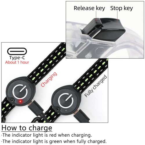 Luwint LED Dog Leash Retractable 8.8ft - Light Up Dog Leashes for Night Walking, USB Rechargeable Waterproof Lighted Leash with 3 Modes Green Light