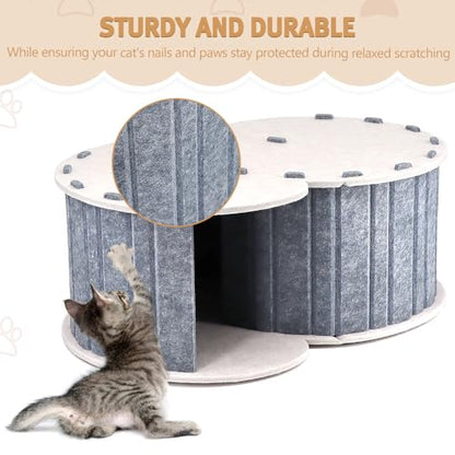 Peekaboo Cat Cave Felt Cat Hideaway Round Cat Donut Tunnel Bed Foldable Pet House for Multiple Cats