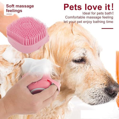 7 Pcs Cat Dog Brush Grooming Kits, Self-Cleaning Slicker Brush, Pet Nail Clipper and File, Flea Comb, Pet Shampoo Bath Brush, Pet Finger Toothbrush, Storage Bag (Pink) - color: Pink