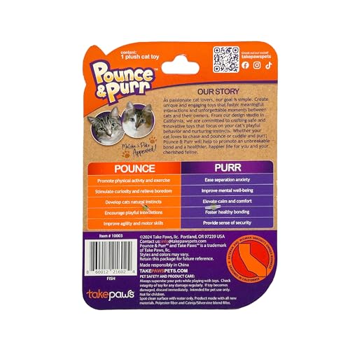 Pounce & Purr® Plush Cat Toys, Catnip & Silvervine Infused, Shiny Iridescent Accents, Interactive Play Toys for Cats & Kittens (Fish) - color: Fish