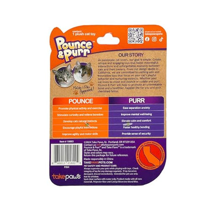 Pounce & Purr® Plush Cat Toys, Catnip & Silvervine Infused, Shiny Iridescent Accents, Interactive Play Toys for Cats & Kittens (Fish) - color: Fish