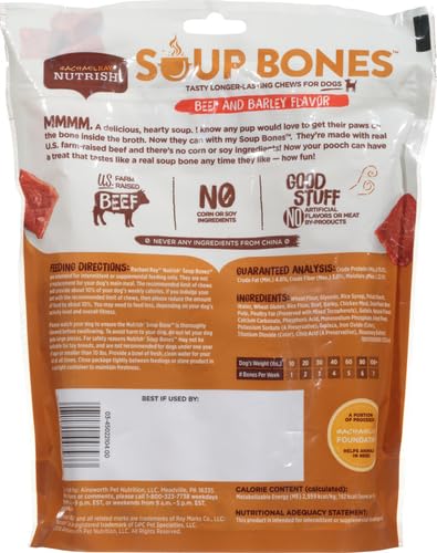 Nutrish Soup Bones Premium Dog Chews with Real Beef and Barley, 6 Chews (Rachael Ray) (Pack of 2) - size: 12.6 Ounce (Pack of 2)