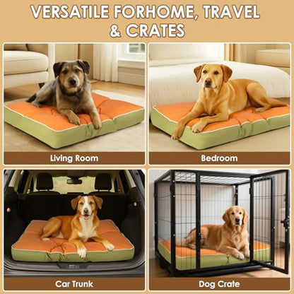 35" x 23" Waterproof Faux Leather Dog Bed for Crate, High Resilience Foam Large Dog Beds, Soft Comfy Kennel Pad with Non-Slip Bottom, Pet Beds for Medium and Large Breed, Easy to Clean