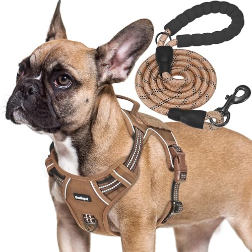 Beebiepet Heavy Duty Tactical Dog Harness for Small Dogs, No Pull Adjustable Pet Harness Reflective Service Training Easy Control Pet Vest Military K9 Working Dog Harnesses- Small, Brown - color: Brown, size: Small