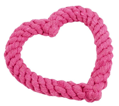 Cute Dog/Cat Chew Toys, Heart-Shaped Chew Toys,Cotton Rope Teething Toy for Puppies, Creative Love Heart Shaped Interactive Rope Dog Toys, Cotton Puppy Teething Chew Tug Toy (Pink and Red)