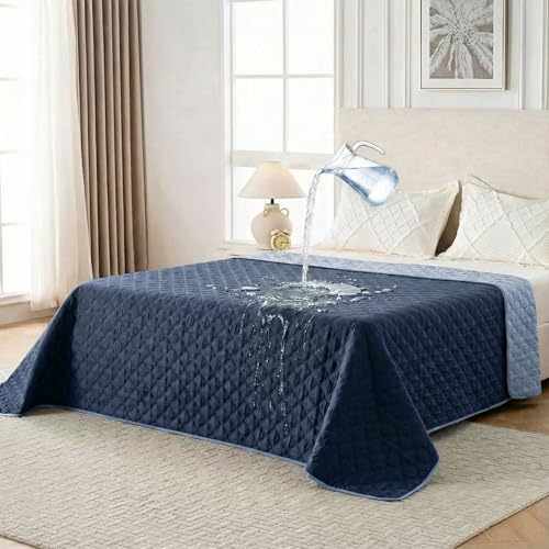 FunFurry Waterproof Dog Blanket, Couch Cover for Dogs Washable, Reversible Dog Bed Cover, Couch Furniture Protector. (Dark＆Light Blue, 68 X 82 Inch - 1 Pack) - color: Dark＆light Blue, size: 68 X 82 Inch - 1 Pack