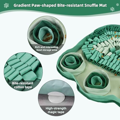 Green Snuffle Mat Pet Dog Feeding Mat, Interactive Sniff Mat, Slow Feeder Dog Treat Mat, Dog Puzzle Toys for Training and Stress Relief, Encourages Natural Foraging Skills, Non-Slip, Portable, Durable