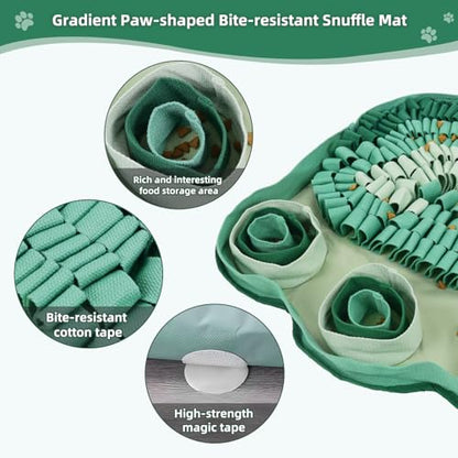 Green Snuffle Mat Pet Dog Feeding Mat, Interactive Sniff Mat, Slow Feeder Dog Treat Mat, Dog Puzzle Toys for Training and Stress Relief, Encourages Natural Foraging Skills, Non-Slip, Portable, Durable