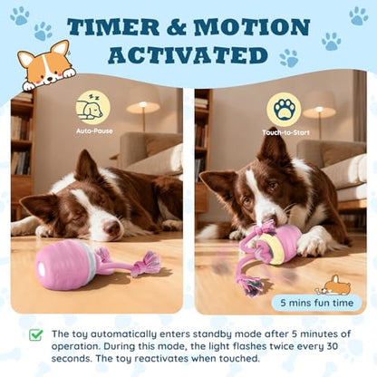 Interactive Dog Toys Ball - New Upgraded Chase Buddy Dog Toy for Medium/Large Dogs, Automatic Moving and Rolling Dogs Ball for Boredom, USB Rechargeable(Pink)