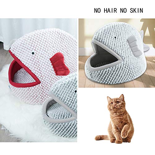 La La Pet® Plush Cat Bed Cave Calming Washable Pet House Bed Selfwarming Pet Bed Foldable Cat Sleep Tent Dog Nest Soft Puppy House Bed for Cats and Small Dogs(Gray,S) - color: Gray, size: S