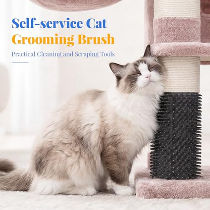 Hey-brother Cat Tree, 74 inches Multi-Level XL Large Cat Tower for Indoor Cats with Three Cat Condos, Two Large Top Decks and Cat Hairbrushfor Kittens, Cats and Pets,Muchroom MPJ035-MMU - color: Muchroom