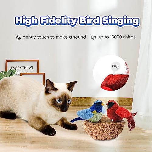 LEWISER Cat Toys Chirping Tit 2 Pcs with Catnip SilverVine, Suitable for Cat Wand Toys, Simulation Bird Design, Interactive Toys for Indoor Kitty Kitten Exercise, Red and Blue - color: Chirp Tit A