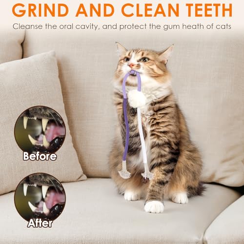 TINDTOP Cat Toys Chew Ropes, 3 Pack Interactive Cat Nip Kicker Toy for Indoor Kittens, Teeth Cleaning Toy for All Breeds, 19.5 Inches (50cm) - color: 3 Pack Ropes