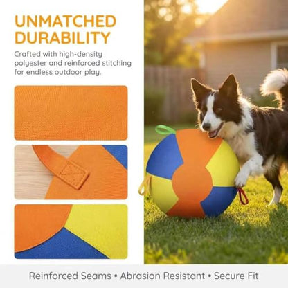 10/18/22" Herding Ball for Dogs & Horses - Tear-Resistant Inflatable Toy with Heavy-Duty Handle Cover & Pump - Durable Exercise Ball for Large Pets (Small) - size: Small