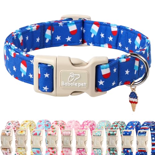 4th of July Dog Collar, Summer Popsicle Patriotic Dog Collars for Puppy Small Dogs, Adjustable Lightweight Quick-Release Buckle Collar for Boy&Girl Dogs XS - color: Blue Popsicle, size: XS