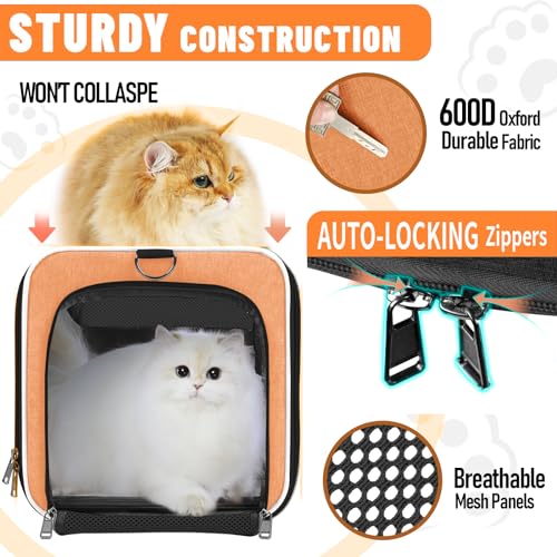 GAPZER Large Cat Carry Bag, Soft Shell Shih-Tzu Pet Transport Crate, 18x12x12 Top Opening Maltese-Dog Traveling Mesh Kennel 10 Pound, Big Bunny Rabbit Carrying Case Animal Carrier Kitty Product Orange - color: Orange