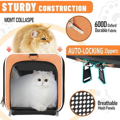 GAPZER Large Cat Carry Bag, Soft Shell Shih-Tzu Pet Transport Crate, 18x12x12 Top Opening Maltese-Dog Traveling Mesh Kennel 10 Pound, Big Bunny Rabbit Carrying Case Animal Carrier Kitty Product Orange - color: Orange