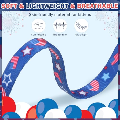 SCENEREAL Independence Cat Collar with Bells, 2 Pack Breakaway Cat Collars with Removable Bowtie Bandana, Adjustable Cute Kitten Collar for Pet Small Dogs Boys Girls - color: Bandanas & Bow (Independence Day - Dark Blue)