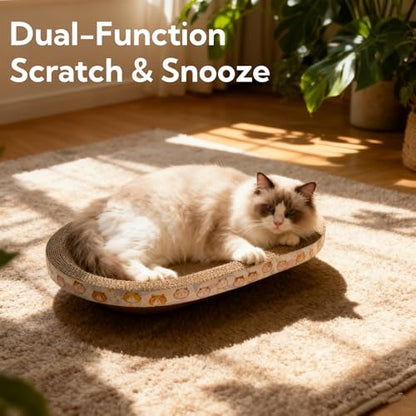 3 Pack Large Cat Scratcher Cardboard, Oval Cat Scratcher Bed Cat Scratch Pad Board Lounge Couch for Indoor Cats Bowl Shaped Cat Scratching Post Nest for Cats Grinding Claw Furniture Protector - size: L(17.5"x13.6"x3")