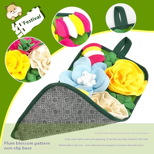 Small Animal Snuffle Mat, Toy for Rabbits Guinea Pigs Hamsters and Hedgehogs, Cute Flower Feeding Mat with Non-Slip Bottom (Grey) - color: Grey