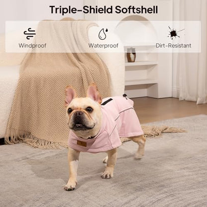 Dog Coat Warm Dog Winter Coat Waterproof Dogs Jacket with Reflective Pet Fleece Vest Zip-Up Cold Weather Coats for Large Dogs Turtleneck Windproof Coats (Pink,Small) - color: Pink, size: Small