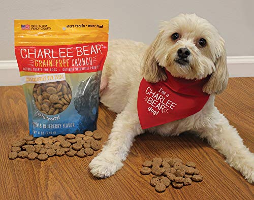 Charlee Bear Crunch Grain Free Dog Treats, Bacon and Blueberry, 8 Ounce Resealable Bag, Low Calorie Training Treats for Dogs, Limited Ingredient, Healthy, Crunchy Dog Snacks, Made in USA (Pack of 2) - size: 8 Ounce (Pack of 2)
