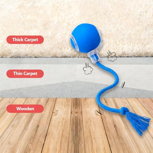 FUNNYDUCK Speed 2.0 Tail Interactive Cat Toys for Indoor Cats – Smart Motion-Activated Rolling Ball with Tail, Chirping Sounds, and USB Rechargeable Design for Enrichment & Exercise - color: Blue tail