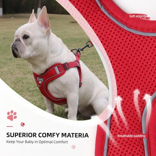 Dog Harness and Leash Set, Adjustable Triangle, Reflective Adjustable Puppy Vest, No Pull Soft Mesh Harness for Small, Medium Dogs, Cats (Red, XL) - color: Red, size: XL