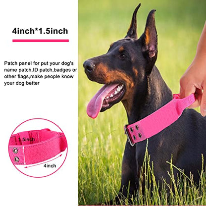 Reflective Dog Collar Heavy Duty Tactical with Control Handle and Metal Buckle for Dog Training(M,Pink) - color: Pink, size: Medium (Pack of 1)