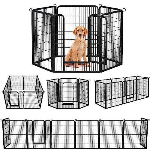 Yaheetech Wide Panel Dog Playpen, 6 Panels 40 inch High Pet Pen with Gate, Portable Indoor Outdoor Fence for Medium/Large Breed Dogs - size: 40"