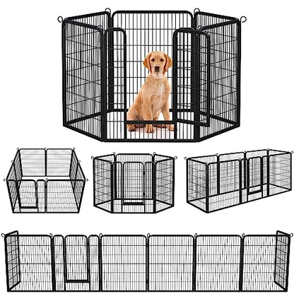 Yaheetech Wide Panel Dog Playpen, 6 Panels 40 inch High Pet Pen with Gate, Portable Indoor Outdoor Fence for Medium/Large Breed Dogs - size: 40"