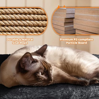 Yaheetech 68.5in Cat Tree for Large Cats, Multi-Level Cat Tower with 3 Wide Perches, Large Condo, Stable Pet Play House w/Sisal-Covered Scratching Posts & Board, Black - color: Black, size: 68.5in