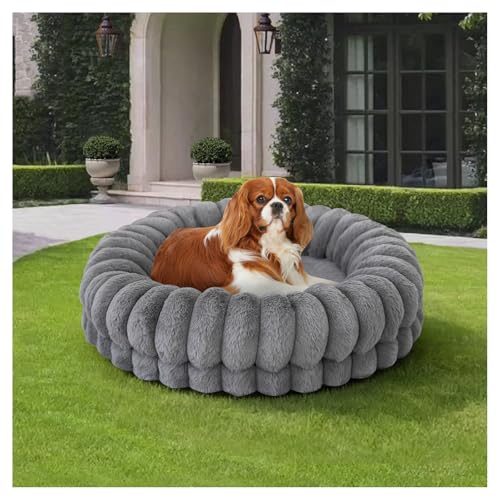 BALANCE Luxury Donut Dog Bed, 24 Inches Round Dog Beds for Small Dogs Washable, Orthopedic Calming Pet Bed for Puppy and Cats with Anti-Slip Bottom (Gray) - color: Gray, size: 24"L x 24"W x 6.5"Th