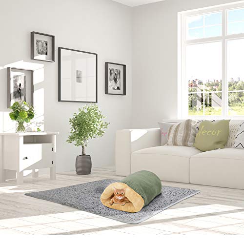 4 in 1 Self Warming Burrow Cat Bed, Pet Hideway Sleeping Cuddle Cave (Sage Green) - color: Sage Green
