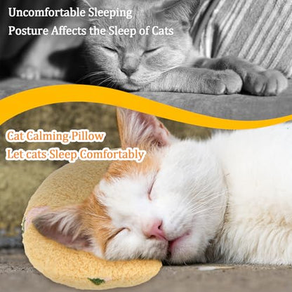 Novabright 2 Pcs Pillow for Cats Little Cat Calming Pillow for Pets Indoor Soft Fluffy Pet Calming Toy Half Donut C Shaped Pet Neck Pillows for Cat Dog Joint Relief Sleeping Improve
