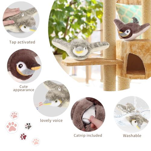 Cat Toys, Flapping Bird Cat Toy(No Flying), Interactive Catnip Toy with Catnip Bags, Chirping Noise Enrichment Moving Wings Dog Cat Kitten Toys, Flappy Flying Pets Toy for Indoor(Oriole) (B2-2Pack) - color: B2-2Pack