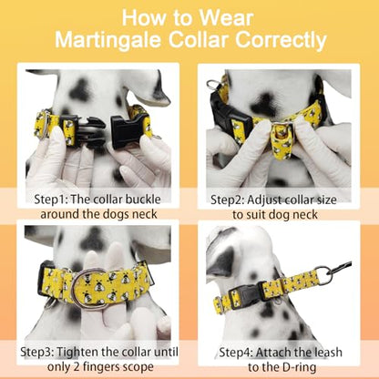 Martingale Dog Collar with Buckle Yellow Bee Dog Collar Adjustable Cute Design Patterns (Bee, Large) - color: Bee, size: Large