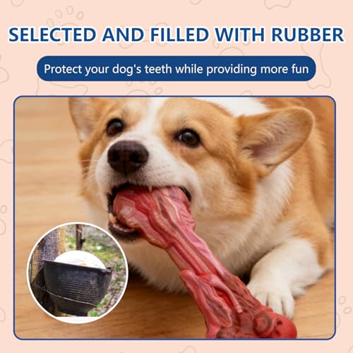 Indestructible Simulated Bone Dog Chew Toy - Food-Grade Natural Rubber for Aggressive Chewers, Dental Cleaning Toy for Small/Medium/Large Breeds