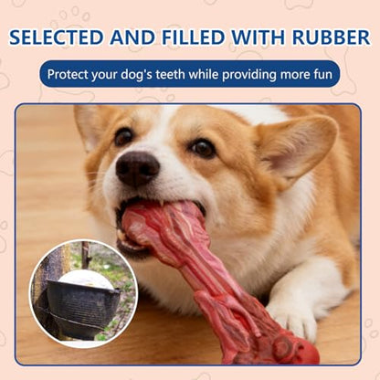 Indestructible Simulated Bone Dog Chew Toy - Food-Grade Natural Rubber for Aggressive Chewers, Dental Cleaning Toy for Small/Medium/Large Breeds