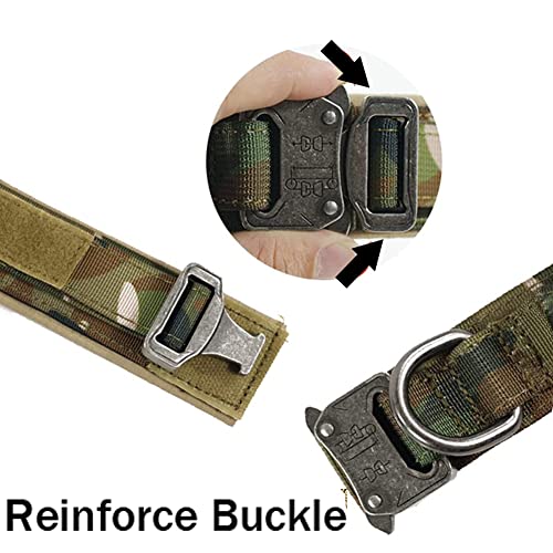 Tactical Dog Collar Military Dog Collar Adjustable Nylon Dog Collar Heavy Duty Metal Buckle with Handle for Dog Training (Camo,S) - color: Camo, size: Small (Pack of 1)