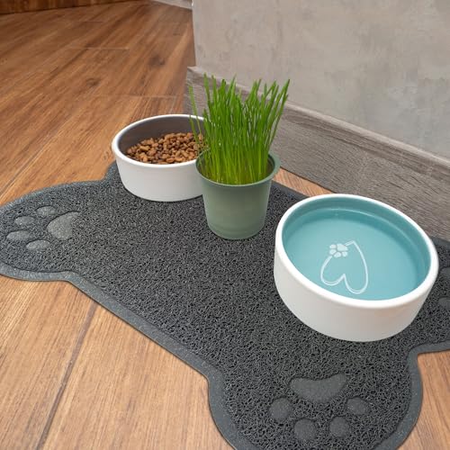 Eurow PVC Cat and Dog Catcher Mat for Litter Boxes & Feeding Areas, Non-Slip, Leakproof, Soft Mesh Paw Cleaner for Sensitive Feet, Traps Dirt, Debris, & Spills, Easy to Clean, 23"x16", Gray