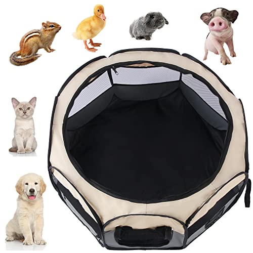 Pet Cat Playpen for Indoor Cats,Puppy Small Dog Cat Tent Crates Cage,Portable Pet Dog Playpen,29x29x16,Grey/Beige,1Pack - color: F2916 Grey