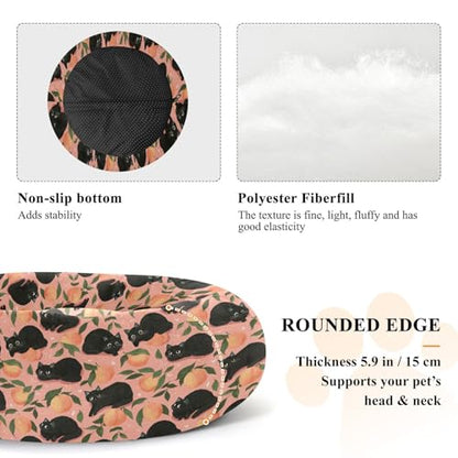 Pet Bed Cat Sweet Peach Cat Snuggler Soft Winter Cushion, Cozy Round Bolster Nest for Indoor Kittens & Small Pets 15" - size: X-Small