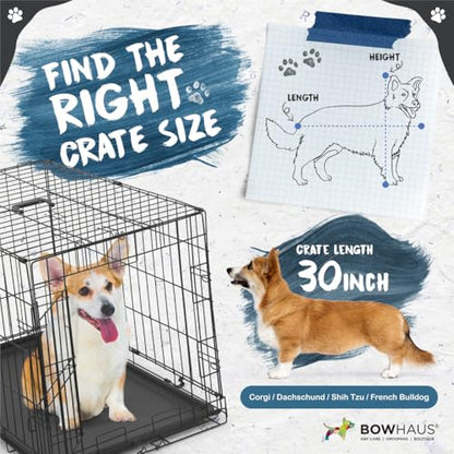 CAPHAUS Foldable Dog Crate Wire Metal Dog Kennel w/Divider Panel, Leak-Proof Pan & Protecting Feet, Single & Double Door, Small, Medium & Large Dog Crate Indoor Wire Dog Cage, 30” w/Easy-Flick Lock - size: 30.1"L x 18.5"W x 20.4"H