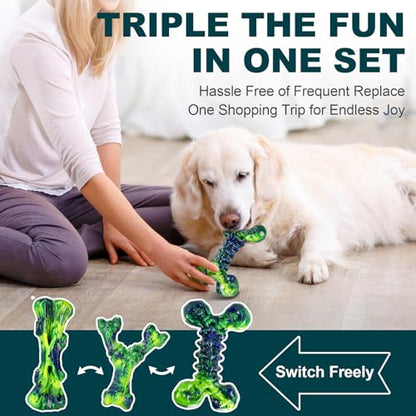 Kseroo Indestructible Dog Toys for Aggressive Chewers: 3-Pack Peanut Butter Flavored Hard Nylon Dog Chew Toys for Medium & Large Dogs(25-90lbs), Super Chewer Dog Bones Toys to Keep Them Busy, Green - color: 3PC-Peanut Butter-Green