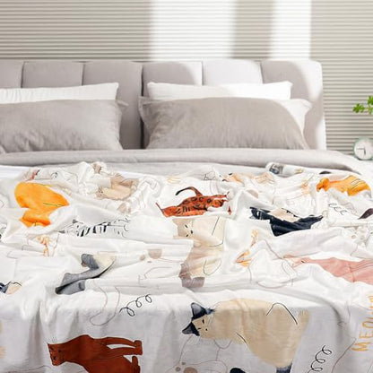 Tupmnbry Cat Blanket Animals Pet Print Throw Blanket Super Soft Flannel Fleece Throw Blanket Lightweight Fluffy Plush Fuzzy Bed Blanket for Couch 50"X60" - color: Cute Cat, size: 50"X60"