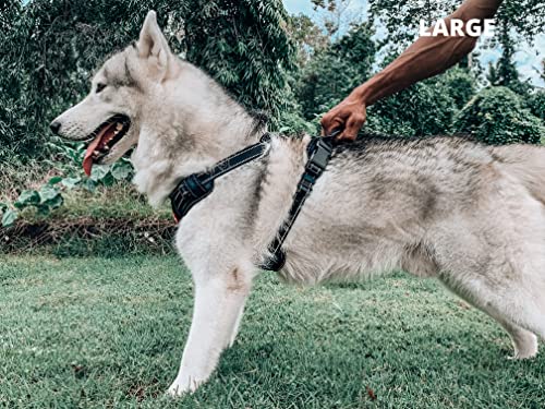 Tuff Pupper No Pull Easy Walk Dog Harness | Heavy Duty Pet Vest | Front & Back Leash Clips | Strong Safety Handle | Reflective Anti Pull Vest | Comfortable Padded Escape Proof Harness (Large, Black) - color: Epic Black, size: Large (Neck: 18-26" , Chest: