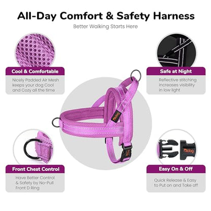 Didog No Pull Dog Harness with Soft Mesh Padded,Reflective & Quick Fit Light Weight Dog Strap Vest Harness,Easy for Walking Training (S:Chest 18-22", Purple) - color: Purple, size: S: Chest 18-22", Fit 19-29 lbs